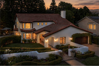 Property exterior at twilight