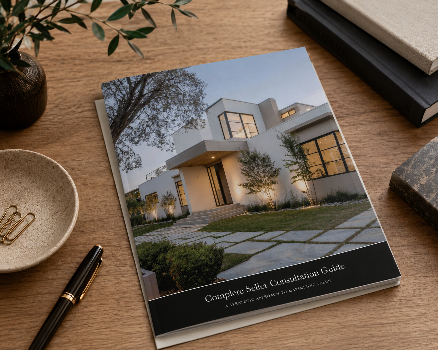 Editorial property presentation materials arranged for review