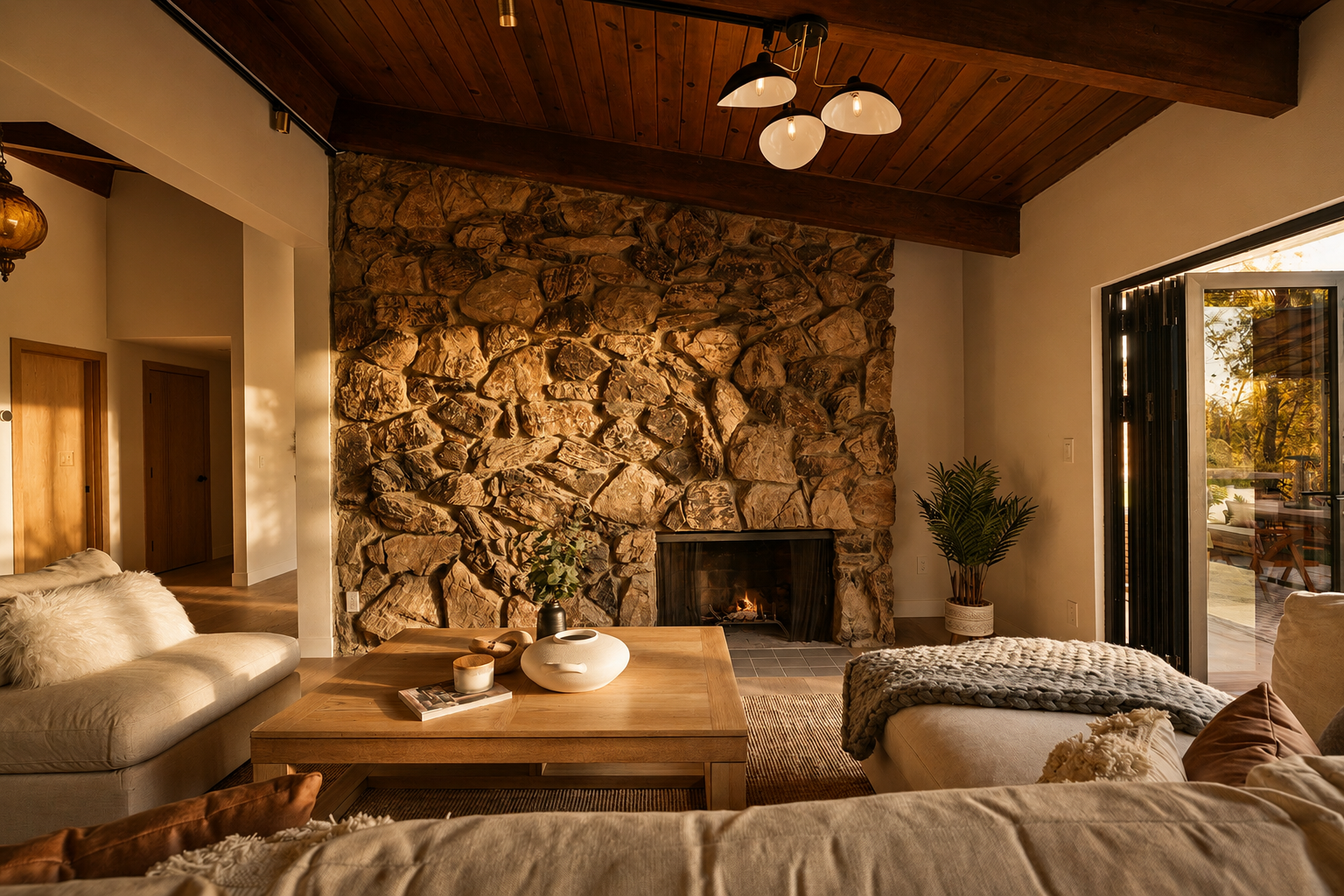 Warm living room arranged for a property campaign